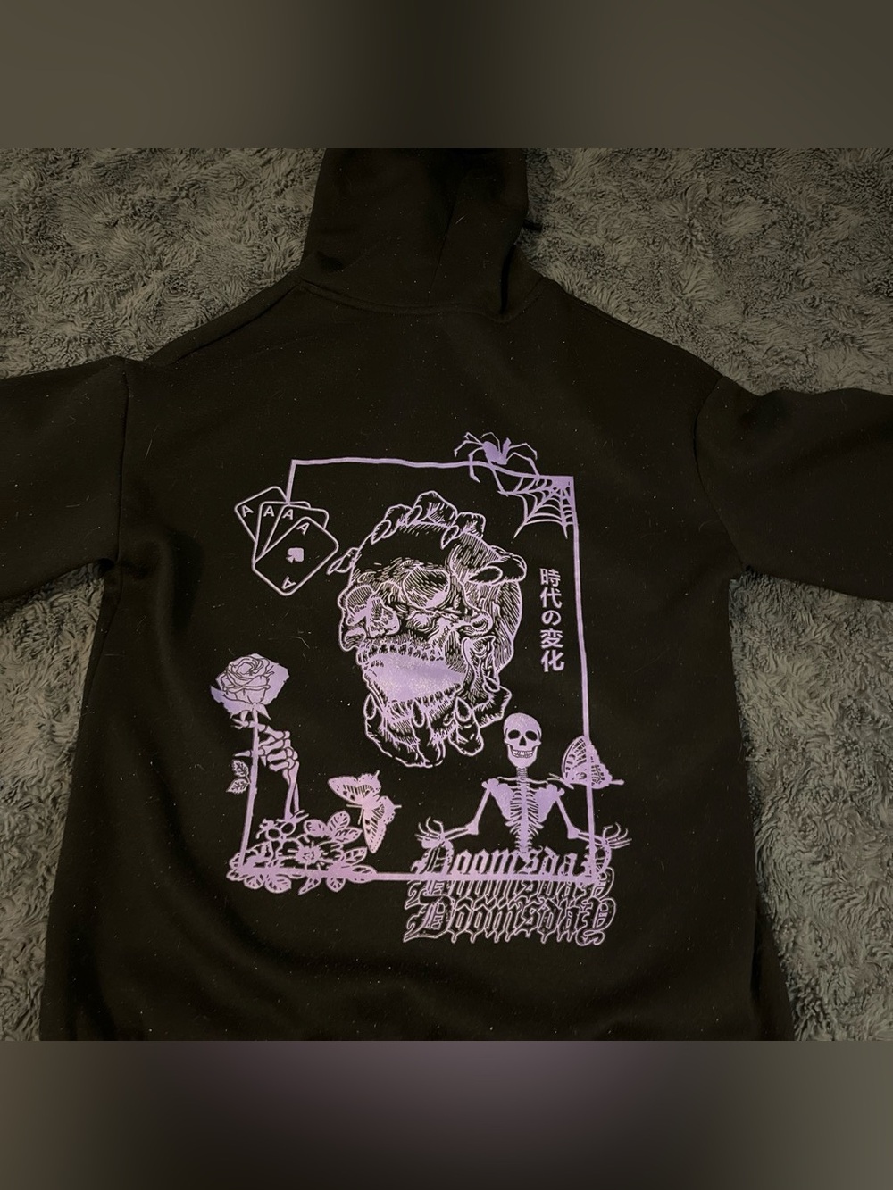 ROMWE Black Hoodie with Blue Brand Tag